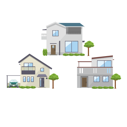 イラスト:3件の中古住宅
